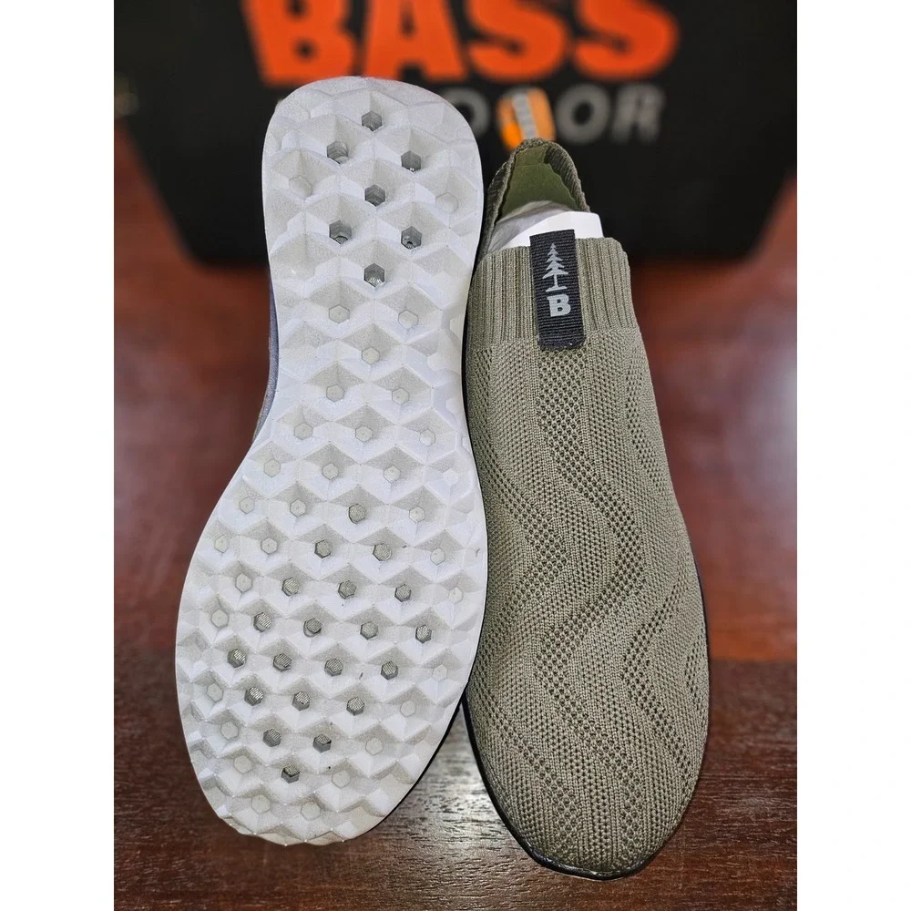Bass Outdoor Men's Hex Knit Pull On Hiking Shoes Size 9 Deep Lchn Olive Green